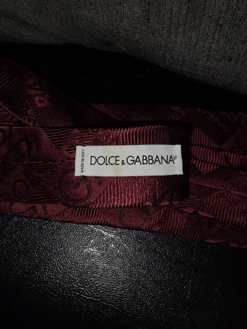 Dolce & Gabbana Wine Red Logo Jacquard Tie